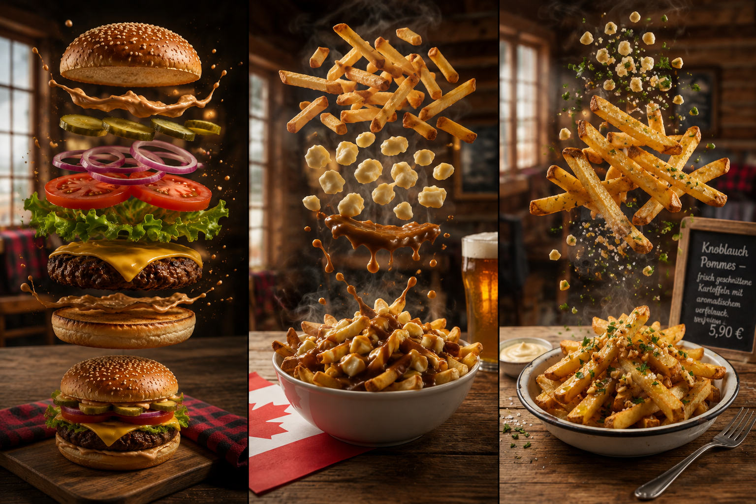 GUTEBURGER Burger, Poutine und Knoblauch-Pommes